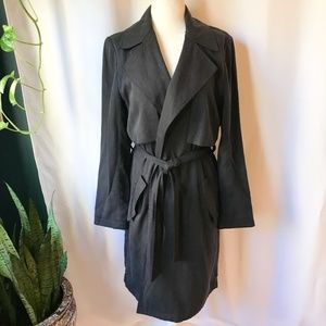 ZARA Blue Trench Coat, Flowy Knee Length Tie Belt